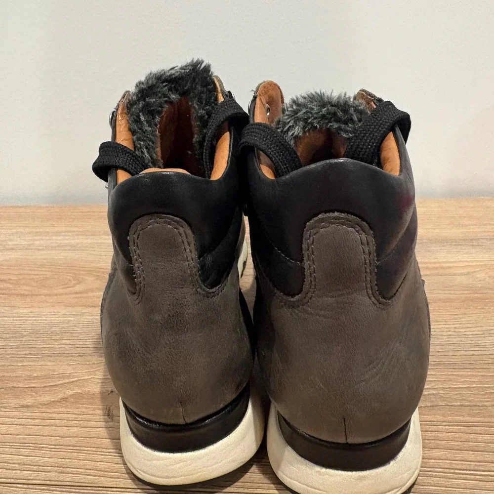 Pikolinos Mundaka Leather Hiking Sneaker Boots Gray Size 41 Womens Faux Fur Trim